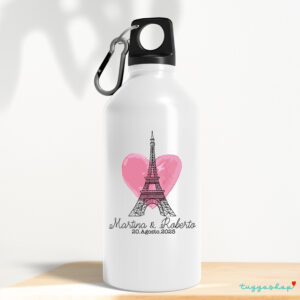 Bidón aluminio personalizado para detalles de boda. 400ml. París