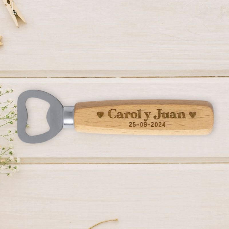 Abridor de madera corazones Detalles de boda