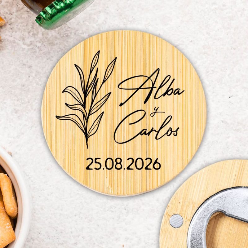 Abridor personalizado para boda, modelo botanical