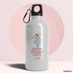 Bidón aluminio, personalizado para comunión, 400ml, modelo Bailarina