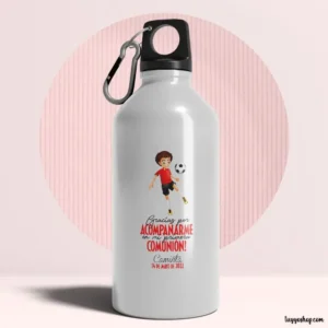 Bidón aluminio, personalizado para comunión, 400ml, modelo fútbol