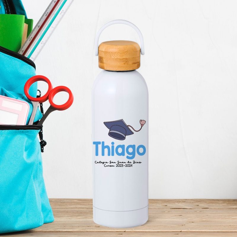 Bidón térmico personalizado con nombre para graduación