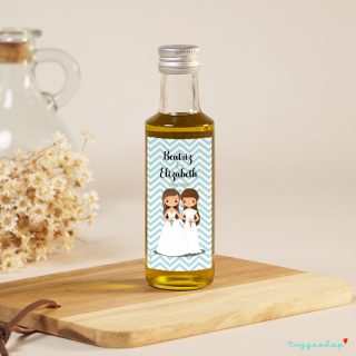 Botella de aceite. Cristal 100ml. Ellas. Detalle de boda personalizado