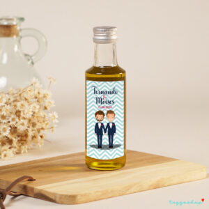 Botella de aceite. Cristal 100ml. Ellos. Detalle de boda personalizado