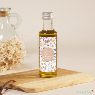 Botella de aceite Cristal 100ml Detalle de boda personalizado Floral