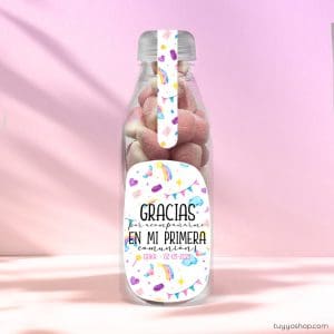 Botella reutilizable, rellena de chuches a elegir, personalizable