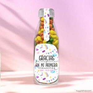 Botella reutilizable, rellena de chuches a elegir, personalizable