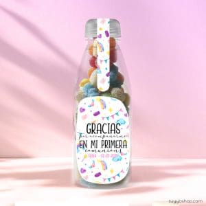 Botella reutilizable, rellena de chuches a elegir, personalizable