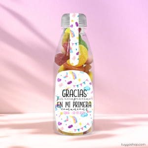 Botella reutilizable, rellena de chuches a elegir, personalizable