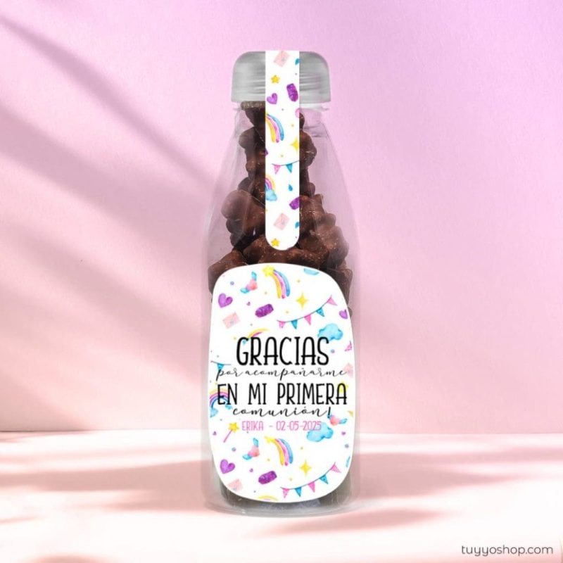 Botella reutilizable, rellena de chuches a elegir, personalizable