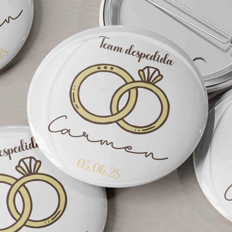 Chapa para despedida de soltera, team boda, personalizada con nombre.