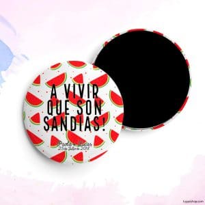 Chapa personalizada para boda, sandías. Abridor imán, espejo, imperdible o imán.