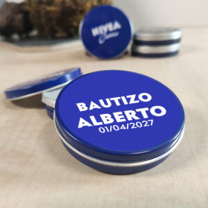 Lata Nivea personalizada bautizo, diseño clásico, recuerdo especial, 30ml