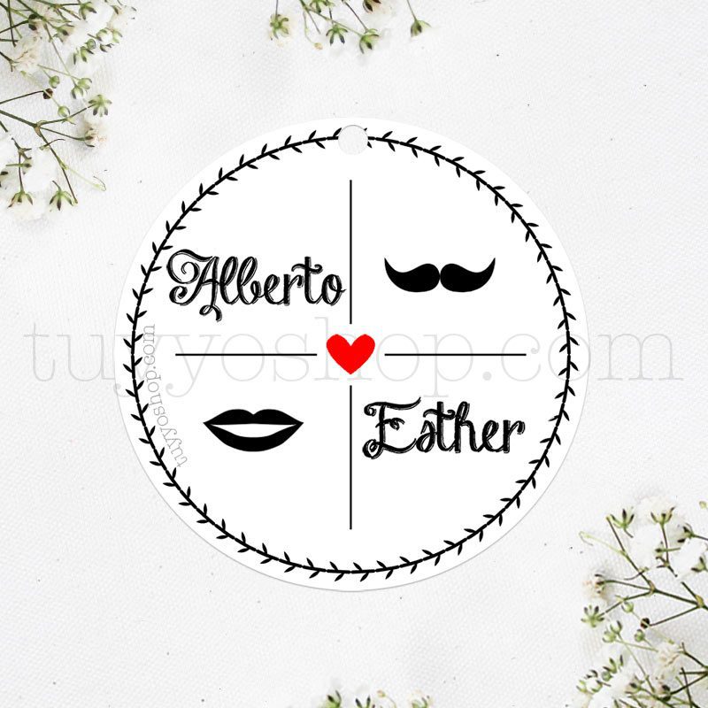 Etiqueta De Boda Kiss Moustache Puedes Personalizarla Con Nombre Y Fecha