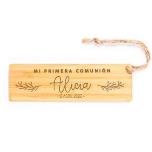 Marcapáginas de bambú personalizado para comunión