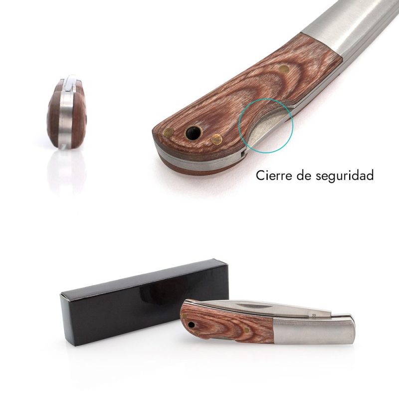 Navaja premium de madera y acero - Regalo personalizable para invitados de boda