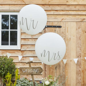 Pack 2 globos para boda. Mr y Mrs. Hasta 91cm de inflado.