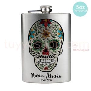 Petaca para bodas calavera mexicana