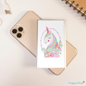 Powerbank personalizada para comunión, modelo unicornio fantasy