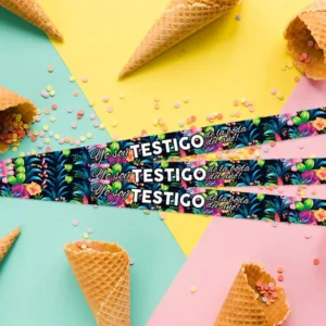 Pulseras personalizadas para testigos. Modelo Tropic