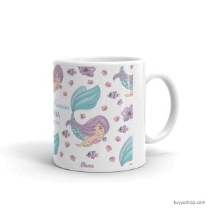 Taza de comunión personalizada. Modelo sirenas.