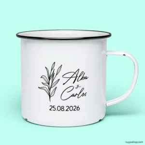 Taza retro metálica Personalizada Modelo Botanical