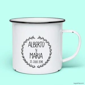 Taza retro metálica Personalizada Modelo Laurel