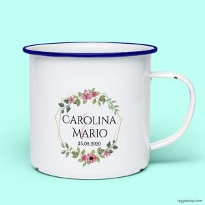 Taza retro metálica. Personalizada. Modelo Valencia