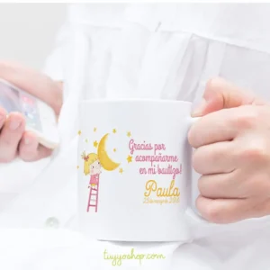 Taza personalizada para bautizo bebe a la luna