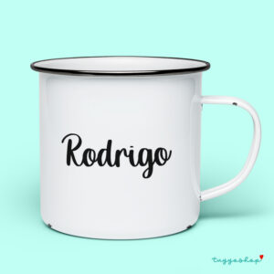 Taza retro metálica nombre individual Detalles de boda