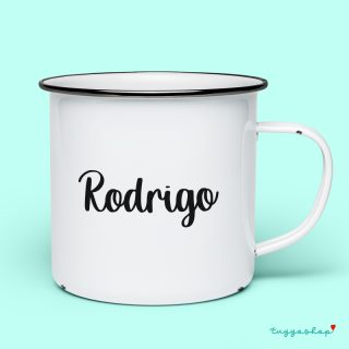 Taza retro metálica. Personalizada. Nombre individual. Detalles de boda