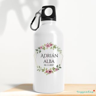 Bidón aluminio personalizado para detalles de boda. 400ml. Valencia